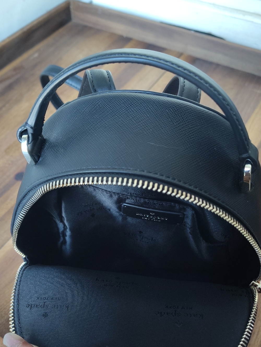 kate spade black saffiano mini backpack with gold hardware - Picture 6 of 6